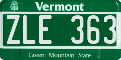 VT license plate ZLE363