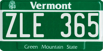 VT license plate ZLE365
