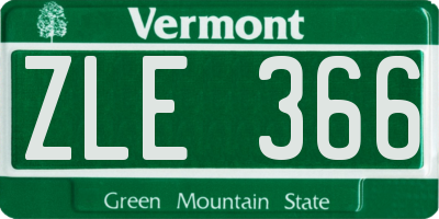 VT license plate ZLE366