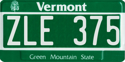 VT license plate ZLE375