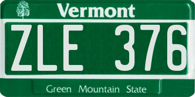 VT license plate ZLE376