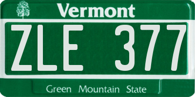 VT license plate ZLE377