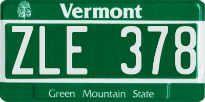 VT license plate ZLE378