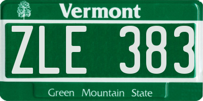 VT license plate ZLE383