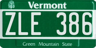VT license plate ZLE386
