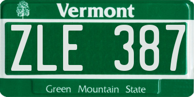 VT license plate ZLE387