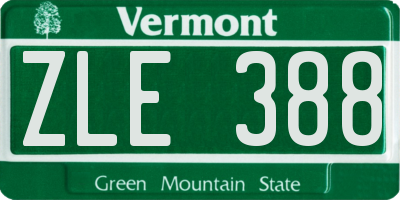 VT license plate ZLE388