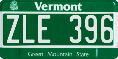 VT license plate ZLE396