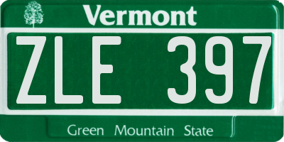 VT license plate ZLE397