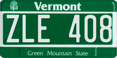 VT license plate ZLE408