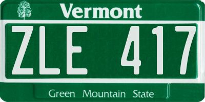 VT license plate ZLE417