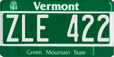 VT license plate ZLE422