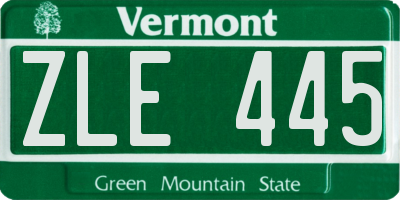 VT license plate ZLE445