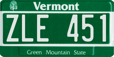 VT license plate ZLE451