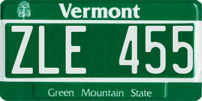 VT license plate ZLE455