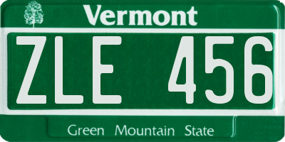 VT license plate ZLE456