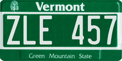 VT license plate ZLE457