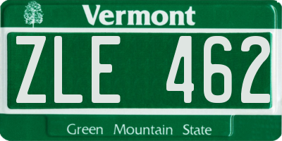 VT license plate ZLE462