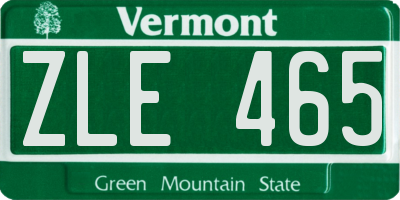 VT license plate ZLE465