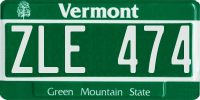 VT license plate ZLE474