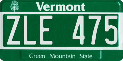 VT license plate ZLE475