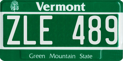 VT license plate ZLE489