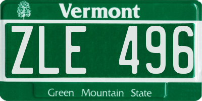 VT license plate ZLE496