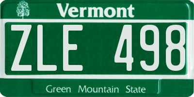 VT license plate ZLE498