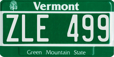 VT license plate ZLE499