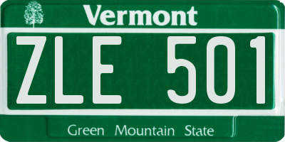 VT license plate ZLE501