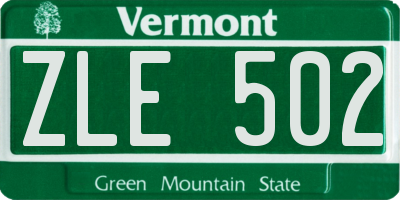 VT license plate ZLE502