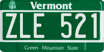 VT license plate ZLE521