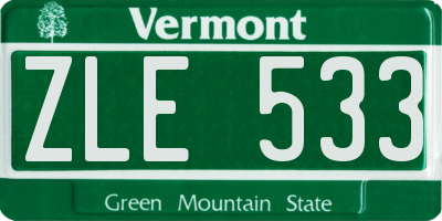 VT license plate ZLE533