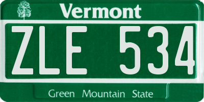 VT license plate ZLE534