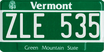 VT license plate ZLE535