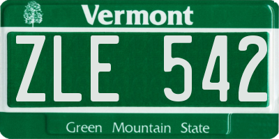 VT license plate ZLE542