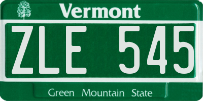 VT license plate ZLE545