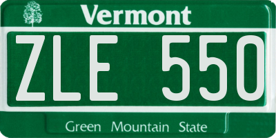 VT license plate ZLE550