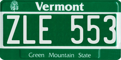 VT license plate ZLE553