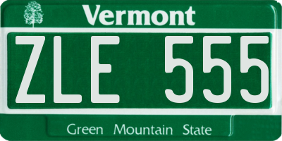 VT license plate ZLE555