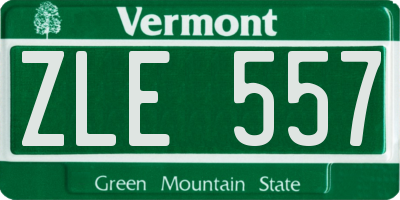 VT license plate ZLE557