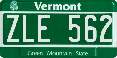 VT license plate ZLE562