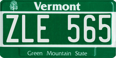 VT license plate ZLE565