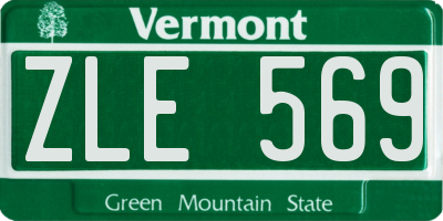 VT license plate ZLE569