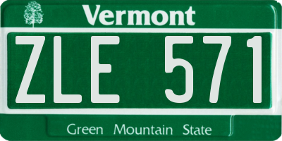 VT license plate ZLE571