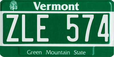 VT license plate ZLE574