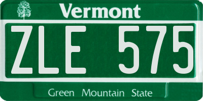 VT license plate ZLE575
