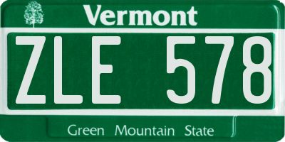 VT license plate ZLE578
