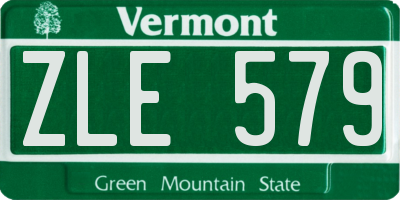 VT license plate ZLE579