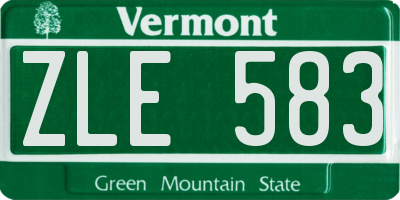 VT license plate ZLE583